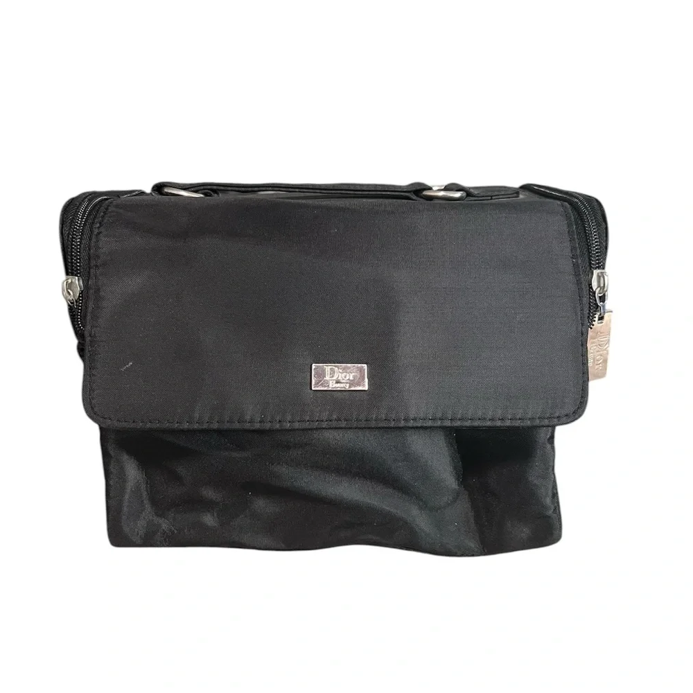 Christian Dior Black Nylon Makeup Pouch with Handle
